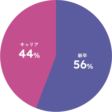 新卒・中途入社比率グラフ